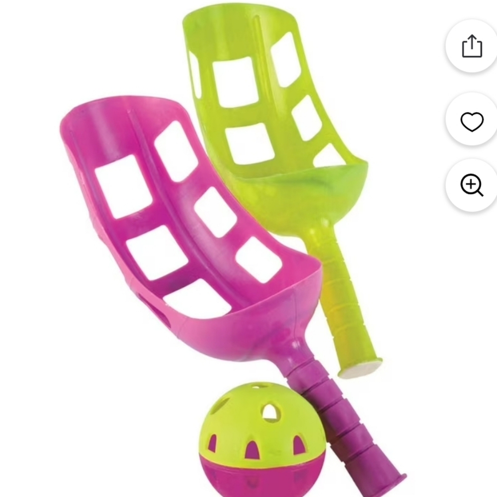Backyard toss game Purple and Lime Plastic Scoop Ball Launcher Set